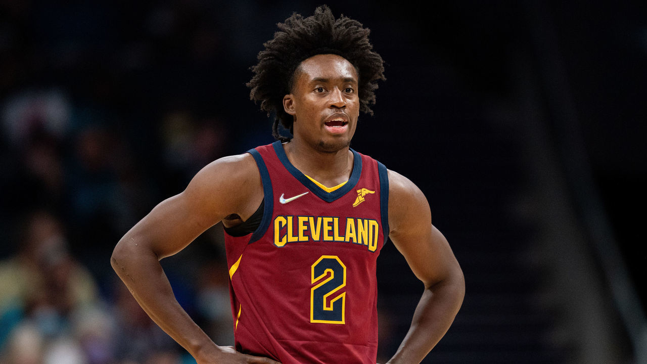CHARLOTTE, NORTH CAROLINA - NOVEMBER 01: Collin Sexton #2 of the Cleveland Cavaliers looks on during their game against the Charlotte Hornets at Spectrum Center on November 01, 2021 in Charlotte, North Carolina.