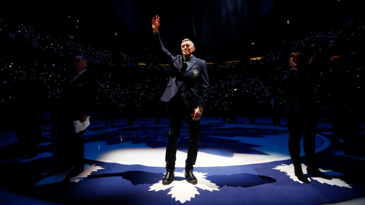 TORONTO, ON - OCTOBER 15: Former Toronto Maple Leafs player Borje Salming waves during the opening ceremony for the Leafs 100th season at the Air Canada Centre on October 15, 2016 in Toronto, ON, Canada.