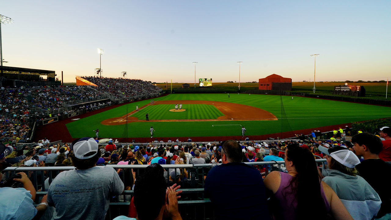 DYERSVILLE, IA - AUGUST 09: A general view of the MLB Field at Field of Dreams during the game between the Cedar Rapids Bunnies and the Davenport Blue Sox on Tuesday, August 9, 2022 in Dyersville, Iowa.