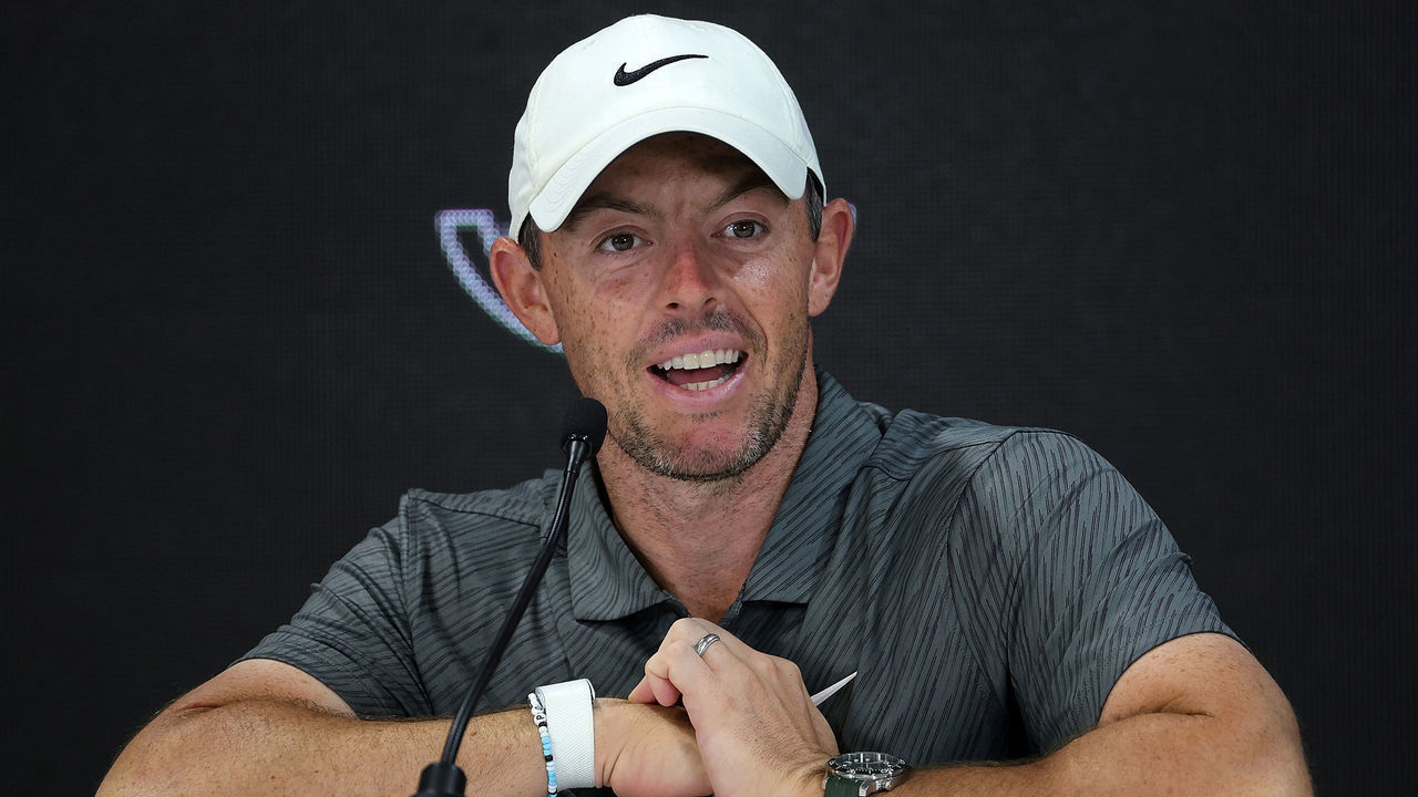 MEMPHIS, TENNESSEE - AUGUST 10: Rory McIlroy of Northern Ireland speaks with the media during the pro-am prior to the FedEx St. Jude Championship at TPC Southwind on August 10, 2022 in Memphis, Tennessee.