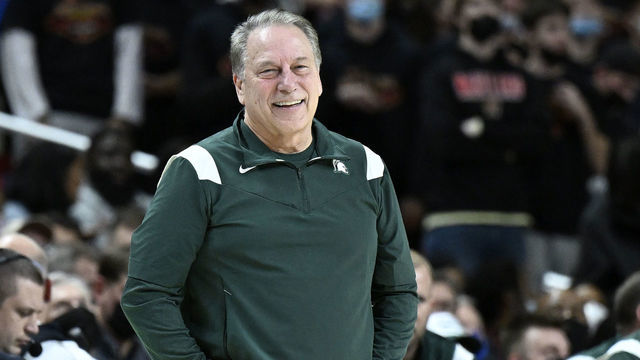 COLLEGE PARK, MARYLAND - FEBRUARY 01: Head coach Tom Izzo of the Michigan State Spartans watches the game against the Maryland Terrapins at Xfinity Center on February 01, 2022 in College Park, Maryland.
