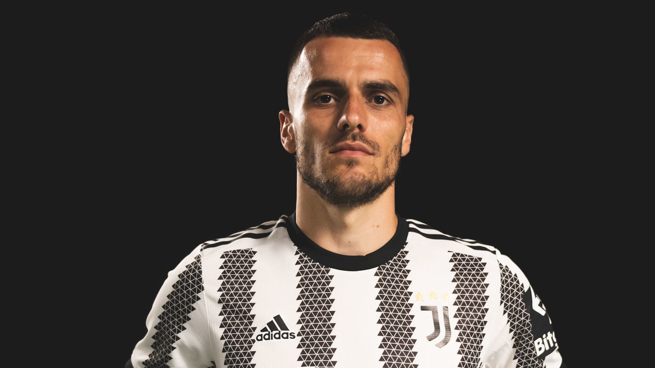 TURIN, ITALY - AUGUST 11: Juventus New Signing Filip Kostic portraits session In Turin at Juventus training center on August 11, 2022 in Turin, Italy.