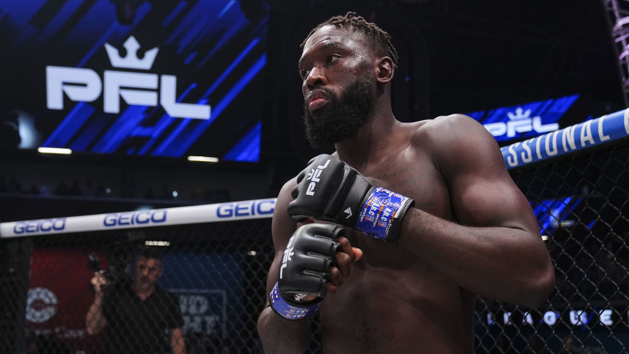 ATLANTA, GA - JULY 01: Dilano Taylor looks on before fighting against Magomed Magomedkerimov during PFL 6 at the Overtime Elite Arena on July 1, 2022 in Atlanta, Georgia.