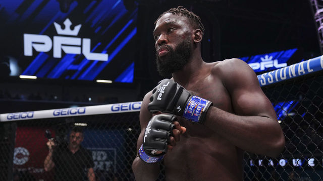 ATLANTA, GA - JULY 01: Dilano Taylor looks on before fighting against Magomed Magomedkerimov during PFL 6 at the Overtime Elite Arena on July 1, 2022 in Atlanta, Georgia.