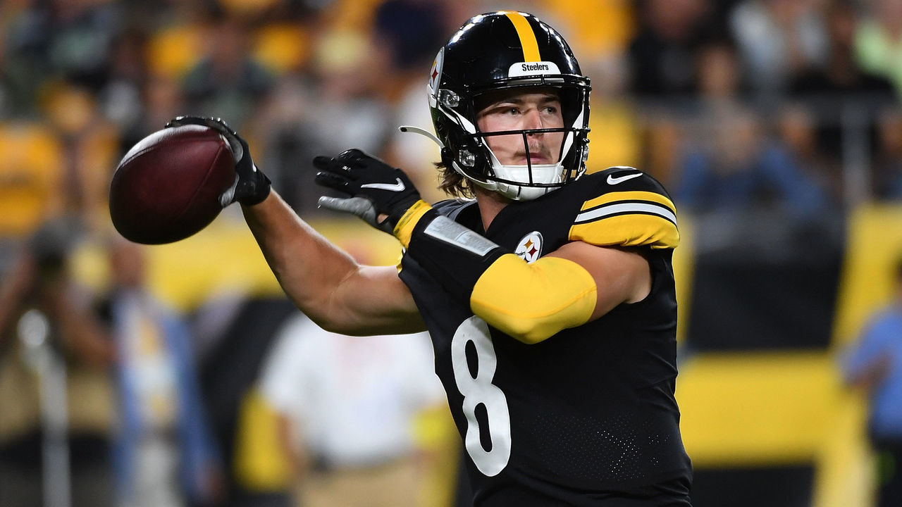 PITTSBURGH, PA - AUGUST 13: Kenny Pickett #8 of the Pittsburgh Steelers drops back to pass in the fourth quarter during a preseason game against the Seattle Seahawks at Acrisure Stadium on August 13, 2022 in Pittsburgh, Pennsylvania.