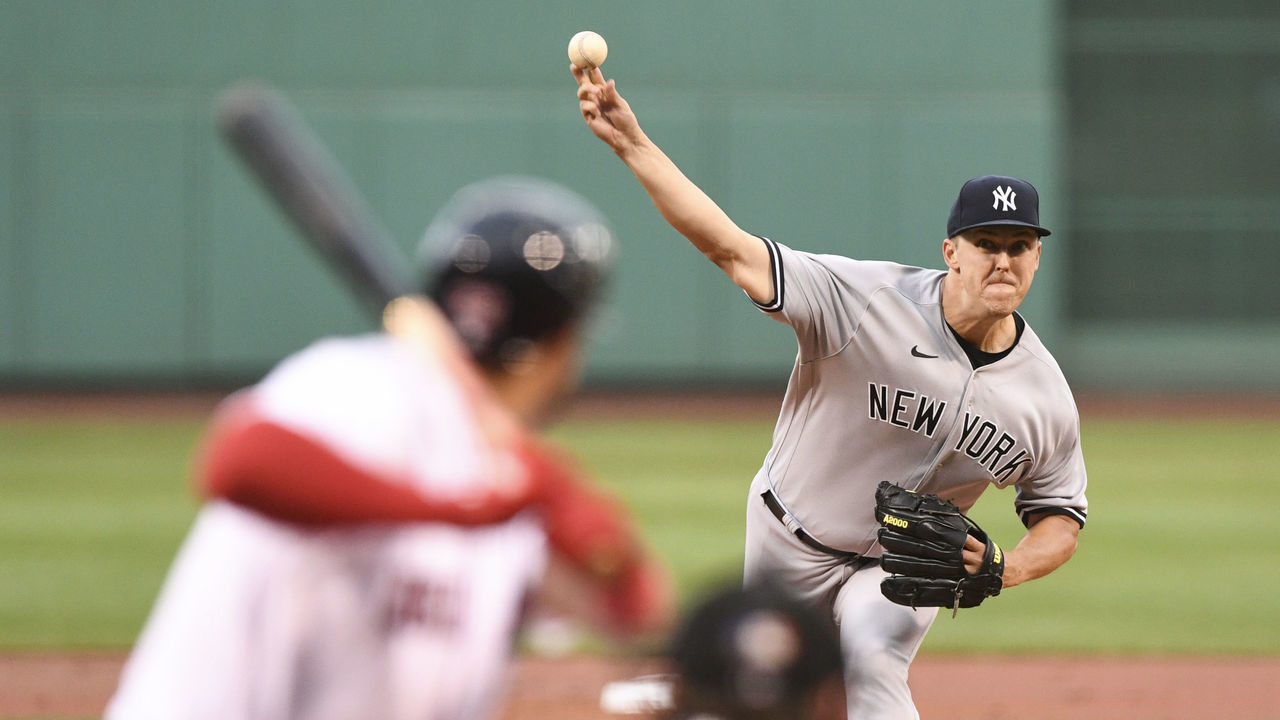 BOSTON, MASSACHUSETTS - AUGUST 14: Jameson Taillon #50 of the New York Yankees pitches against the Boston Red Sox during the first inning at Fenway Park on August 14, 2022 in Boston, Massachusetts.