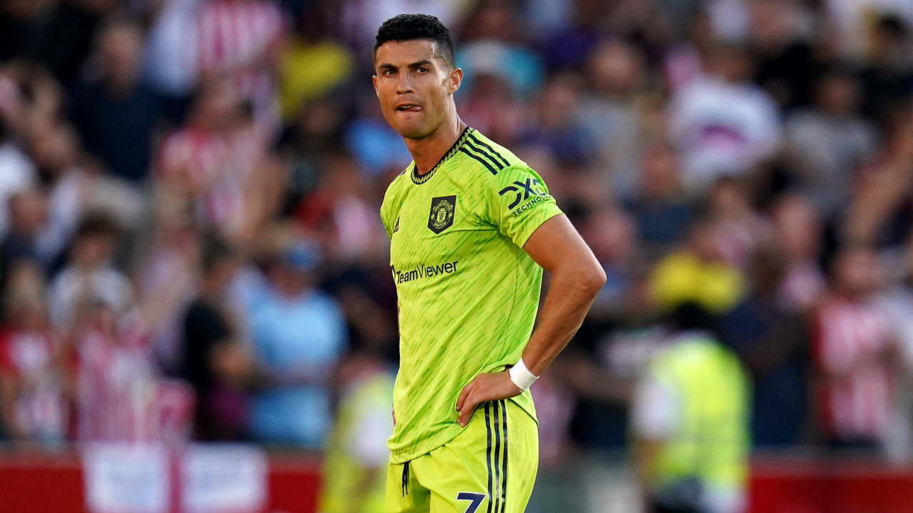 Manchester United's Cristiano Ronaldo dejected at the end of the match during the Premier League match at the Gtech Community Stadium, Brentford. Picture date: Saturday August 13, 2022.