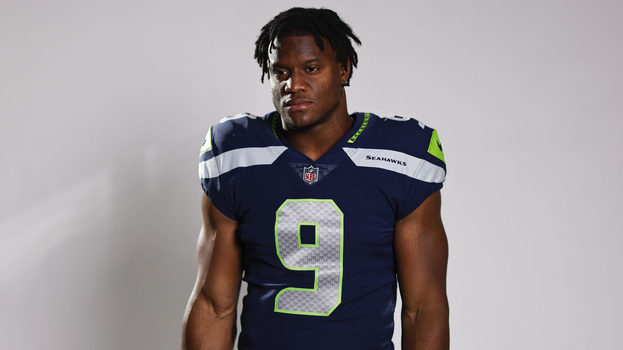 LOS ANGELES, CALIFORNIA - MAY 21: Kenneth Walker III #9 of the Seattle Seahawks poses for a portrait during the NFLPA Rookie Premiere on May 21, 2022 in Los Angeles, California