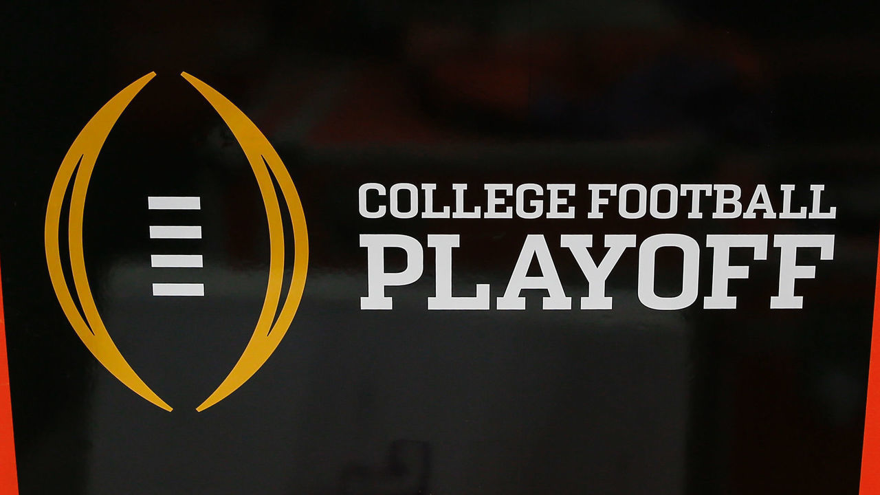GLENDALE, AZ - DECEMBER 28: The college football playoff logo before the Fiesta Bowl college football playoff semi final game between the Clemson Tigers and the Ohio State Buckeyes on December 28, 2019 at State Farm Stadium in Glendale, Arizona.