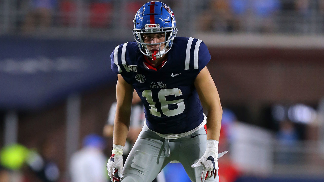 OXFORD, MISSISSIPPI - OCTOBER 05: Luke Knox #16 of the Mississippi Rebels in action during a game against the Vanderbilt Commodores at Vaught-Hemingway Stadium on October 05, 2019 in Oxford, Mississippi.