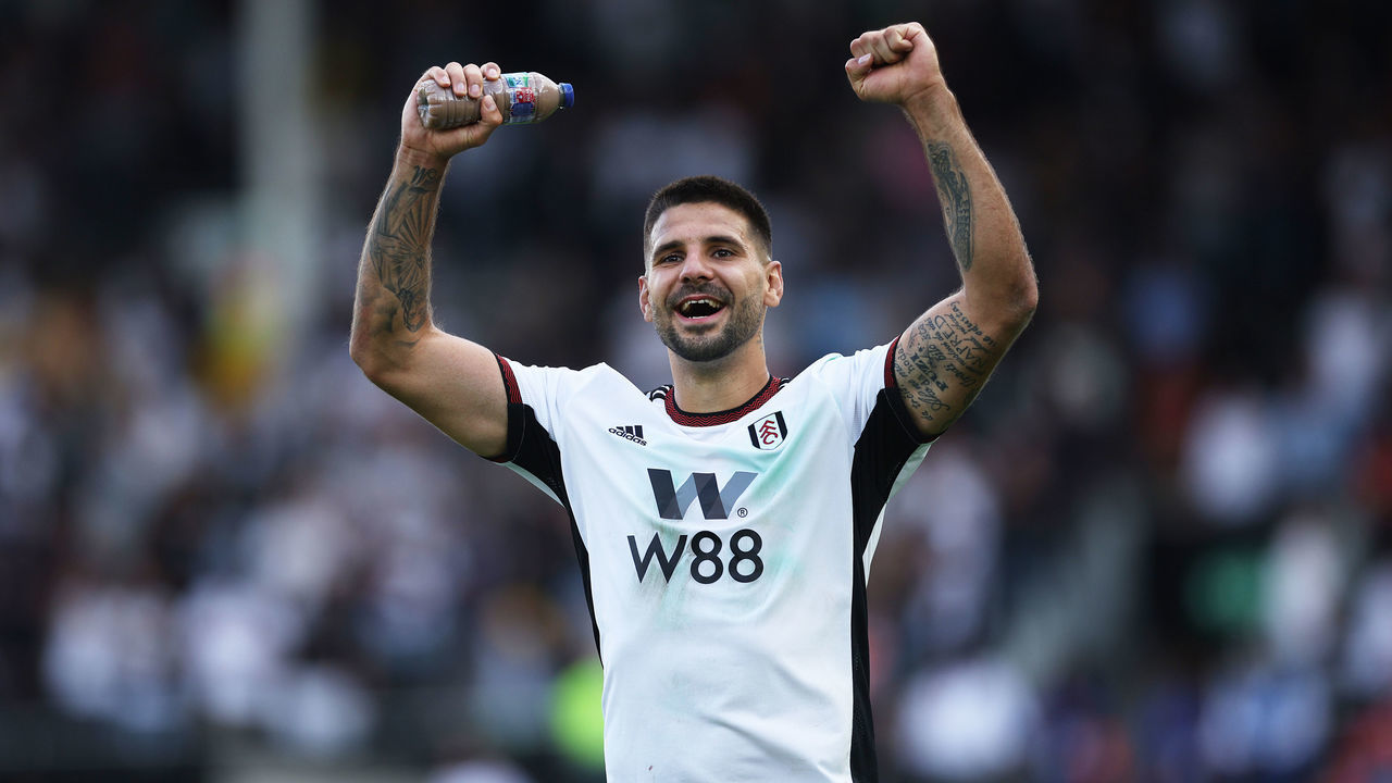 LONDON, ENGLAND - AUGUST 20: Aleksandar Mitrovic of Fulham celebrates their side's victory of the Premier League match between Fulham FC and Brentford FC at Craven Cottage on August 20, 2022 in London, England.