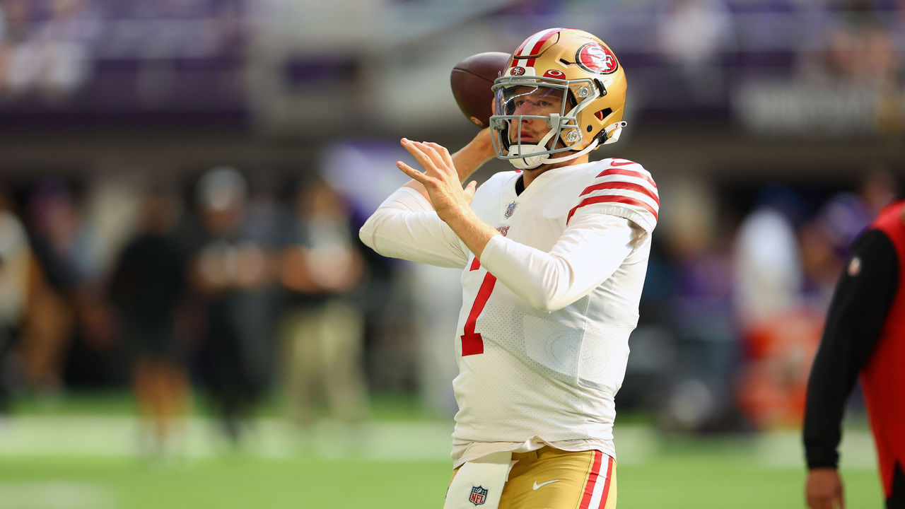 San Francisco 49ers guard Aaron Banks (65) defends in the third quarter  during an NFL football