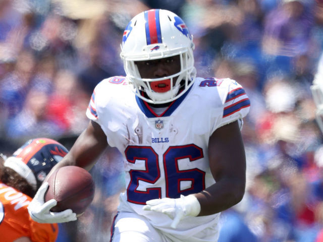 ORCHARD PARK, NEW YORK - AUGUST 20: Devin Singletary #26 of the Buffalo Bills runs the ball during the first quarter of a preseason game against the Denver Broncos at Highmark Stadium on August 20, 2022 in Orchard Park, New York.