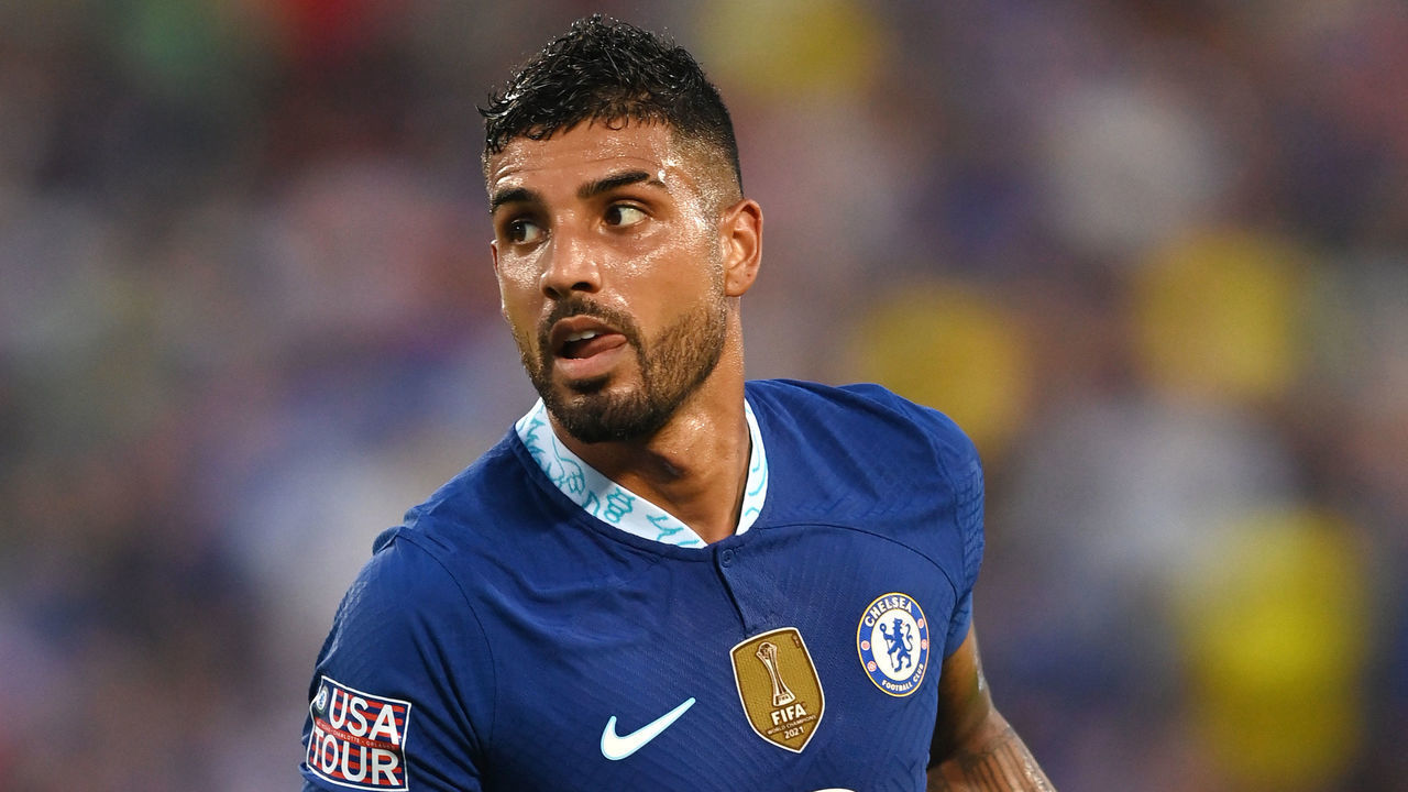 ORLANDO, FLORIDA - JULY 23: Emerson of Chelsea looks on during the Florida Cup match between Chelsea and Arsenal at Camping World Stadium on July 23, 2022 in Orlando, Florida.