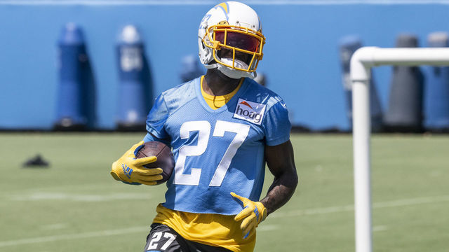COSTA MESA, CA - June 15: The Los Angeles Chargers"u2019 J.C. Jackson runs plays during a mandatory minicamp at the Chargers"u2019 training facility in in Costa Mesa, CA on Wednesday, June 15, 2022.
