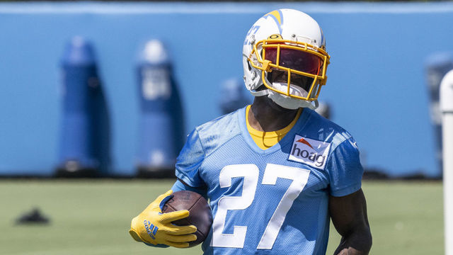 COSTA MESA, CA - June 15: The Los Angeles Chargers"u2019 J.C. Jackson runs plays during a mandatory minicamp at the Chargers"u2019 training facility in in Costa Mesa, CA on Wednesday, June 15, 2022.