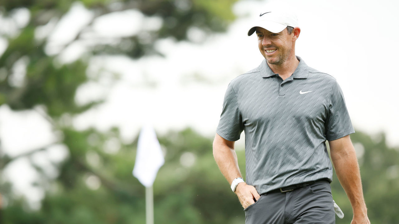 ATLANTA, GEORGIA - AUGUST 24: Rory McIlroy of Northern Ireland looks on during a practice round prior to the TOUR Championship at East Lake Golf Club on August 24, 2022 in Atlanta, Georgia.