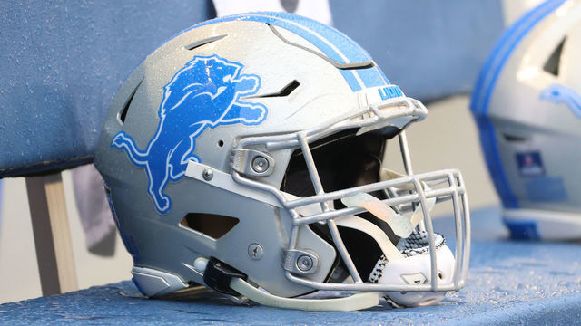 SEATTLE, WASHINGTON - JANUARY 02: A general view of a Detroit Lions helmet before a game against the Seattle Seahawks at Lumen Field on January 02, 2022 in Seattle, Washington.