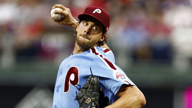 PHILADELPHIA, PA - AUGUST 25: Pitcher Aaron Nola #27 of the Philadelphia Phillies delivers a pitch against the Cincinnati Reds during the second inning of a game at Citizens Bank Park on August 25, 2022 in Philadelphia, Pennsylvania.