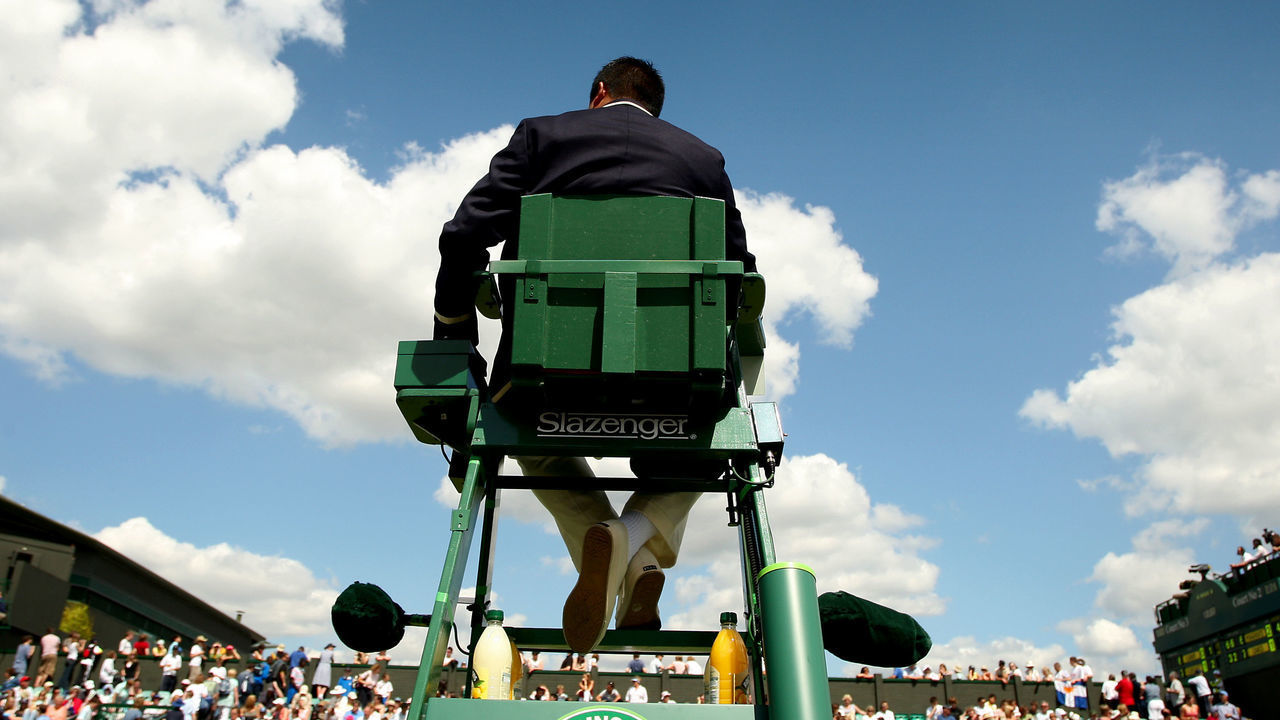 A general view of an umpire at Wimbledon