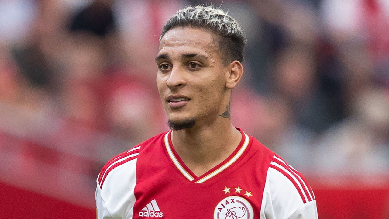 AMSTERDAM, NETHERLANDS - AUGUST 14: Antony of AFC Ajax looks on during the Dutch Eredivisie match between AFC Ajax and FC Groningen at Johan Cruijff Arena on August 14, 2022 in Amsterdam, Netherlands.