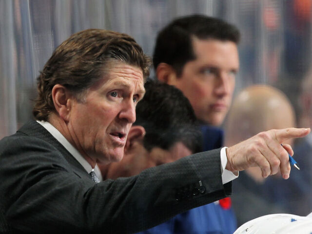 PHILADELPHIA, PA - NOVEMBER 02: Head Coach of the Toronto Maple Leafs Mike Babcock gives directions to his players during play against the Philadelphia Flyers on November 2, 2019 at the Wells Fargo Center in Philadelphia, Pennsylvania. The Maple Leafs went on to defeat the Flyers 4-3 in a shootout.