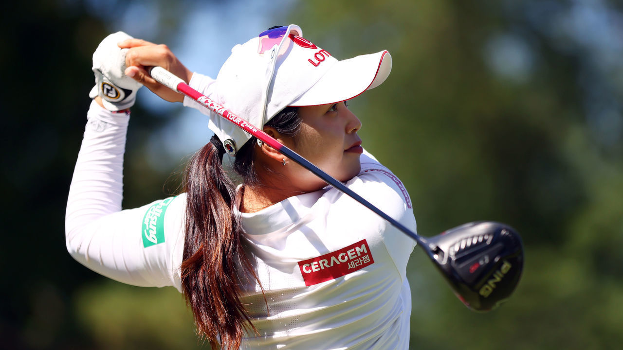OTTAWA, CANADA - AUGUST 27: Hye-Jin Choi of South Korea hits her tee shot on the 7th hole during the third round of the CP Women's Open at Ottawa Hunt and Golf Club on August 27, 2022 in Ottawa, Ontario, Canada.