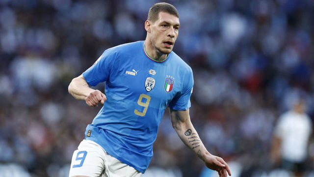 LONDON, ENGLAND - JUNE 01: Andrea Belotti of Italy looks on during the Finalissima 2022 match between Italy and Argentina at Wembley Stadium on June 1, 2022 in London, England.