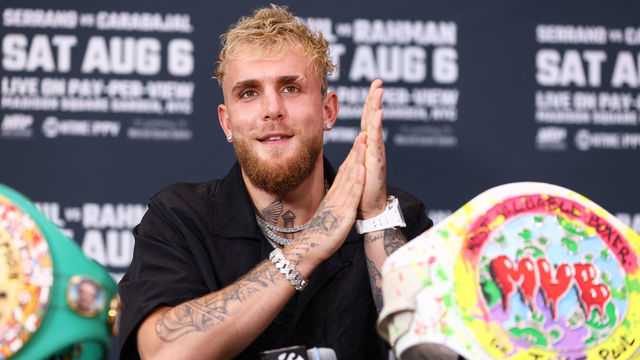 NEW YORK, NEW YORK - JULY 12: Jake Paul answers questions from the media during a press conference at Madison Square Garden on July 12, 2022 in New York City.