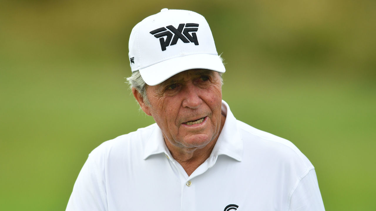 AUCHTERARDER, SCOTLAND - JULY 19: Gary Player of Republic of South Africa looks on at the 3rd hole prior to The Senior Open Presented by Rolex at The King's Course on July 19, 2022 in Gleneagles, United Kingdom.