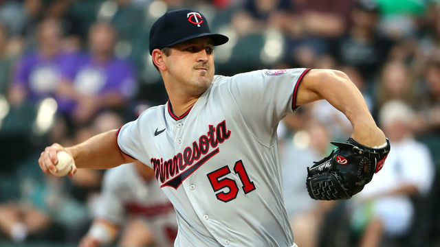 CHICAGO, ILLINOIS - SEPTEMBER 03: Tyler Mahle #51 of the Minnesota Twins pitches against the Chicago White Sox in the first inning at Guaranteed Rate Field on September 03, 2022 in Chicago, Illinois.