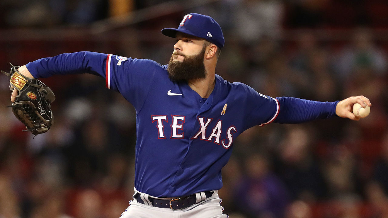 BOSTON, MASSACHUSETTS - SEPTEMBER 02: Dallas Keuchel #60 of the Texas Rangers delivers a pitch during the second inning against the Boston Red Sox at Fenway Park on September 02, 2022 in Boston, Massachusetts.