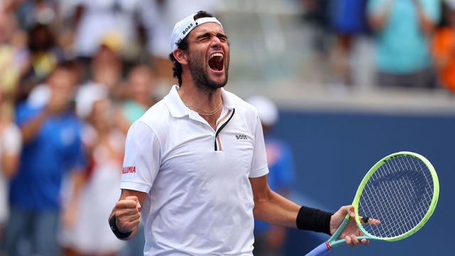 NEW YORK, NEW YORK - SEPTEMBER 04: Matteo Berrettini of Italy celebrates a win against Alejandro Davidovich Fokina of Spain during their Men's Singles Fourth Round match on Day Seven of the 2022 US Open at USTA Billie Jean King National Tennis Center on September 04, 2022 in the Flushing neighborhood of the Queens borough of New York City.