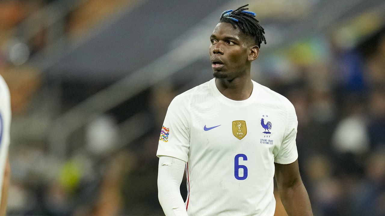 MILAN, ITALY - OCTOBER 10: (BILD OUT) Paul Pogba of France looks on during the UEFA Nations League Final match between the Spain and France at San Siro Stadium on October 10, 2021 in Milan, Italy.
