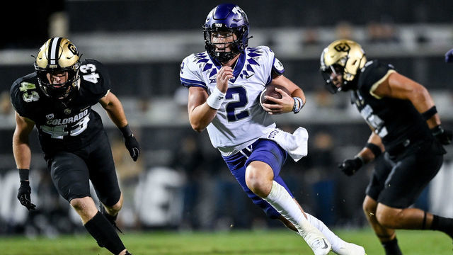 BOULDER, CO - SEPTEMBER 2: Quarterback Chandler Morris #2 of the TCU Horned Frogs carries the ball against the Colorado Buffaloes at Folsom Field on September 2, 2022 in Boulder, Colorado.