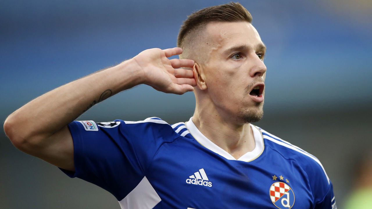 ZAGREB, CROATIA - SEPTEMBER 06: Mislav Orsic of Dinamo Zagreb celebrates after scoring during the UEFA Champions League group E match between Dinamo Zagreb and Chelsea FC at Stadion Maksimir on September 6, 2022 in Zagreb, Croatia.
