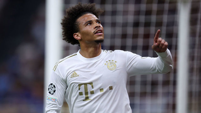 MILAN, ITALY - SEPTEMBER 07: Leroy Sane of FC Bayern München celebrates after scoring his team's second goal during the UEFA Champions League group C match between FC Internazionale and FC Bayern München at San Siro Stadium on September 7, 2022 in Milan, Italy.