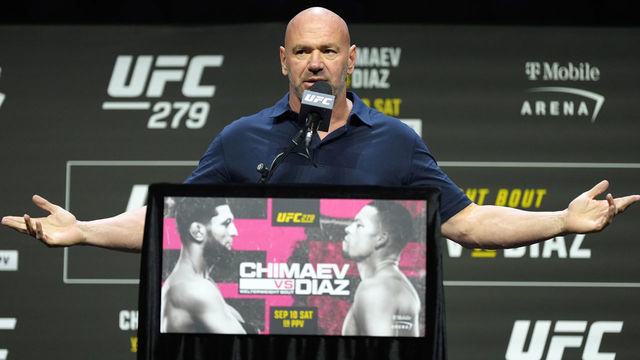 LAS VEGAS, NEVADA - SEPTEMBER 08: UFC president Dana White hosts the UFC 279 press conference at MGM Grand Garden Arena on September 08, 2022 in Las Vegas, Nevada.