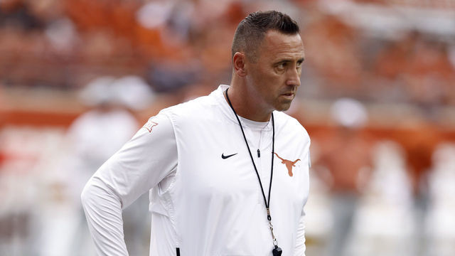 AUSTIN, TX - SEPTEMBER 03: Texas Longhorns head coach Steve Sarkisian watches on during the game against the University of Louisiana Monroe Warhawks on September 03, 2022, at Darrell K Royal - Texas Memorial Stadium in Austin, TX.