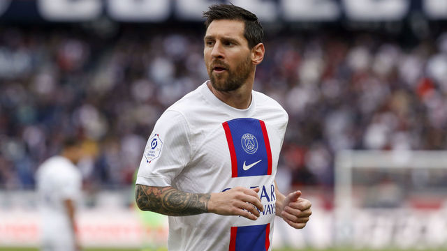PARIS, FRANCE - SEPTEMBER 10: Lionel Messi #30 of Paris Saint-Germain looks on during the Ligue 1 match between Paris Saint-Germain and Stade Brestois 29 at Parc des Princes on September 10, 2022 in Paris, France.