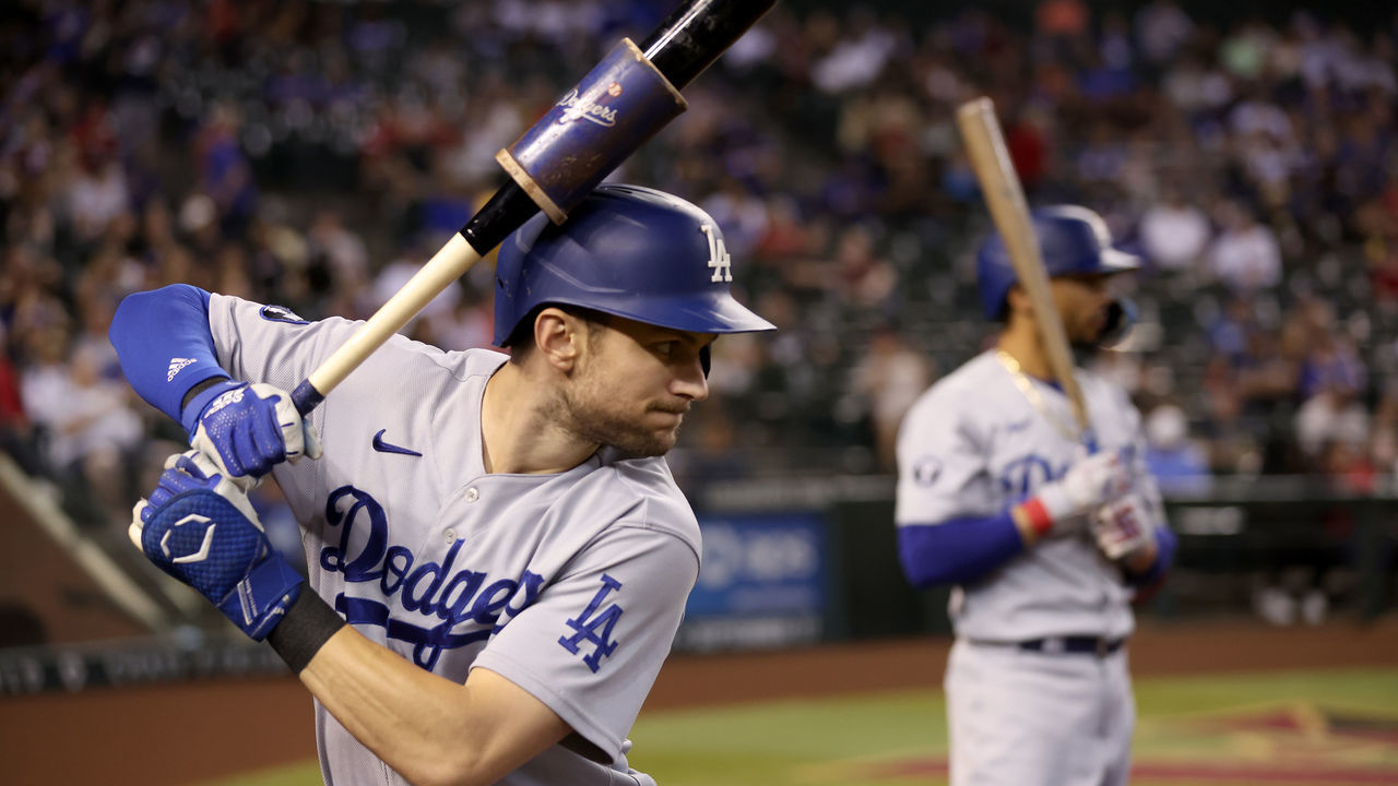 PHOENIX, ARIZONA - SEPTEMBER 12: Trea Turner #6 of the Los Angeles Dodgers gets ready to bat in the first inning against the Arizona Diamondbacks at Chase Field on September 12, 2022 in Phoenix, Arizona.