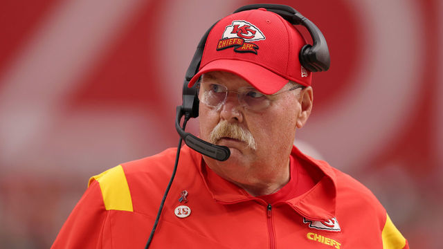 GLENDALE, ARIZONA - SEPTEMBER 11: Head coach Andy Reid of the Kansas City Chiefs paces the sidelines during the game against the Arizona Cardinals at State Farm Stadium on September 11, 2022 in Glendale, Arizona.