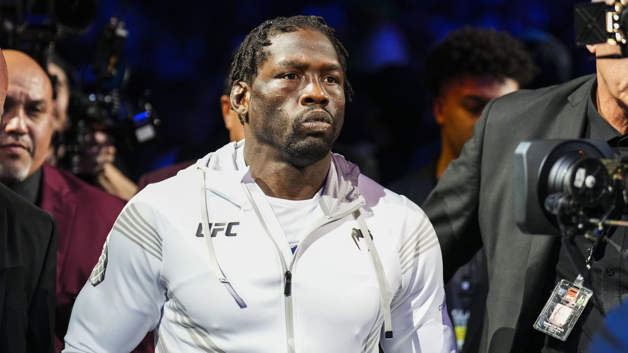 LAS VEGAS, NEVADA - JULY 02: Jared Cannonier walks to the Octagon in the UFC middleweight championship fight during the UFC 276 event at T-Mobile Arena on July 02, 2022 in Las Vegas, Nevada.