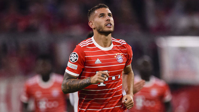 MUNICH, GERMANY - SEPTEMBER 13: Lucas Hernandez of Bayern München celebrates his goal during the UEFA Champions League group C match between FC Bayern München and FC Barcelona at Allianz Arena on September 13, 2022 in Munich, Germany.