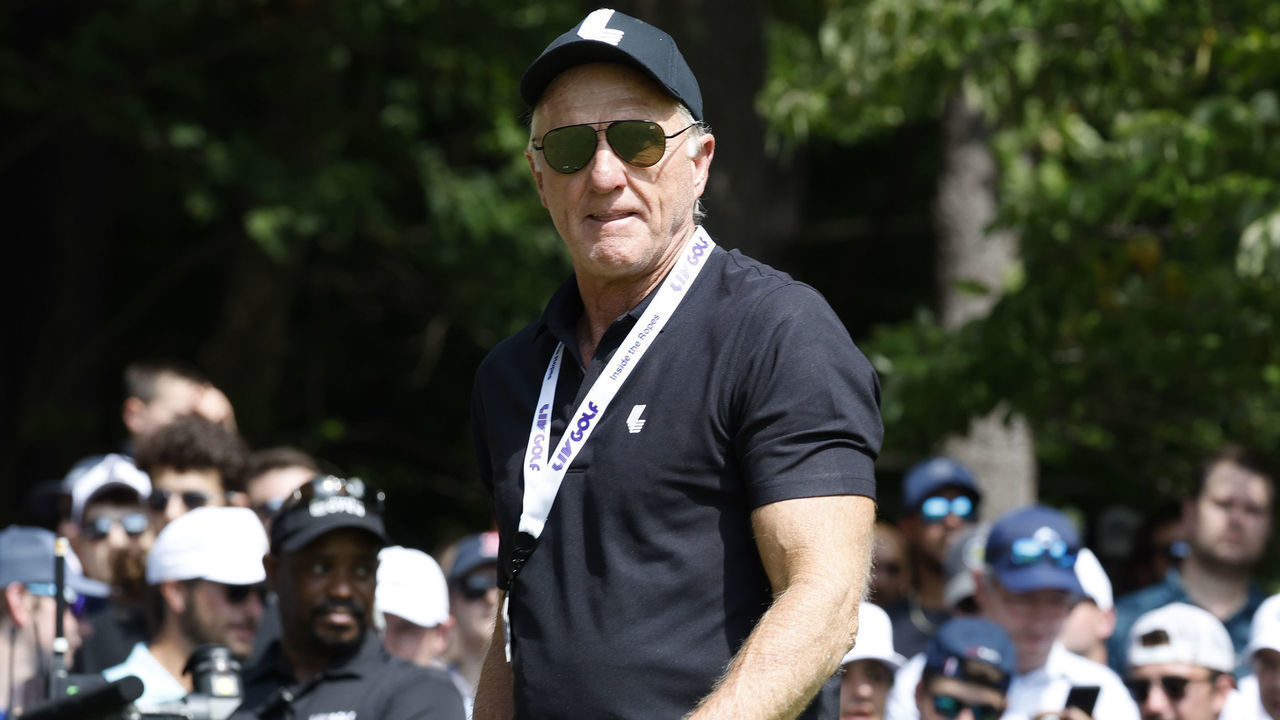 BOLTON, MA - SEPTEMBER 04: Greg Norman, LIV Golf commissioner and CEO, during the final round on Day 3 of the LIV Golf Invitational Series Boston on September 4, 2022, at The International in Bolton, Massachusetts.