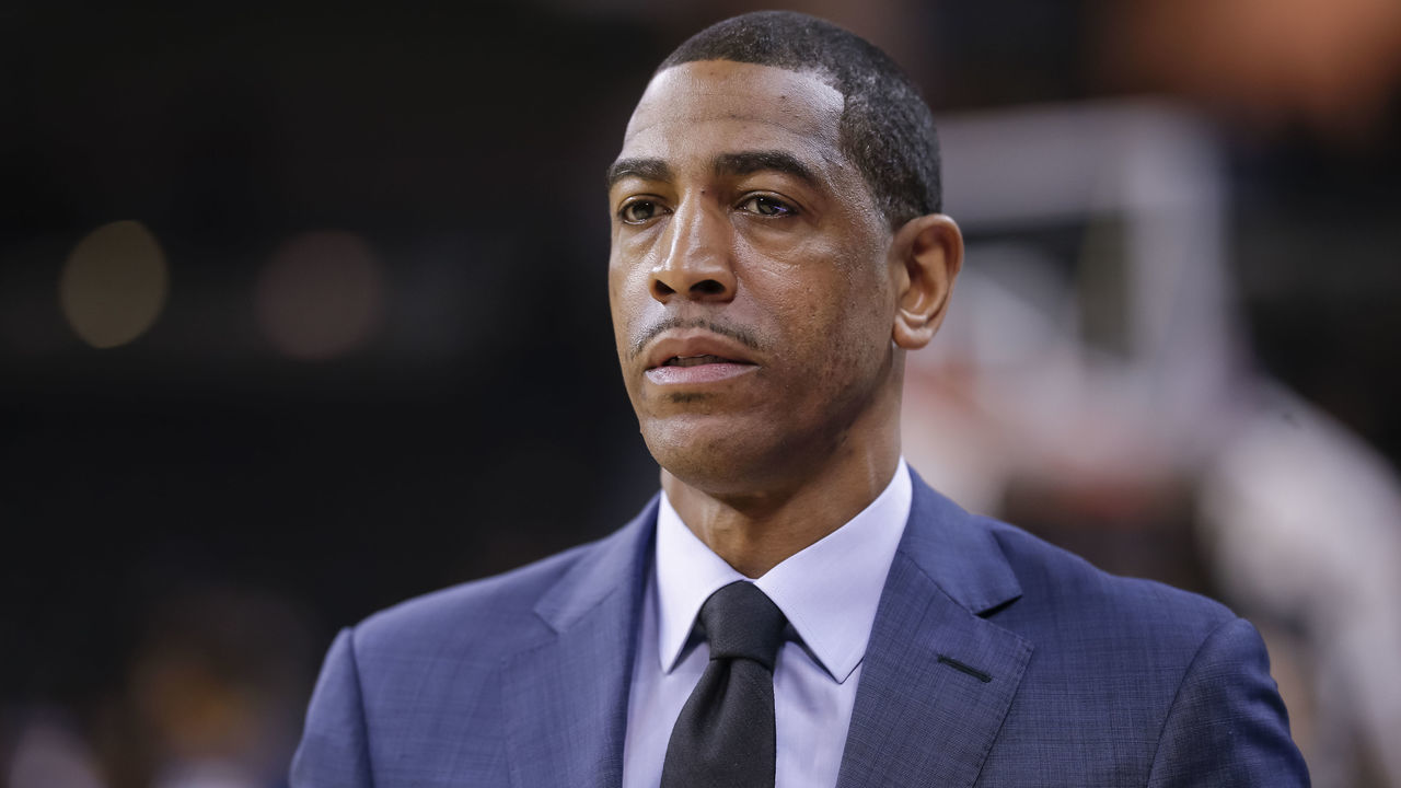 HIGHLAND HEIGHTS, KY - FEBRUARY 22: Head coach Kevin Ollie of the Connecticut Huskies is seen during the game against the Cincinnati Bearcats at BB&T Arena on February 22, 2018 in Highland Heights, Ohio.