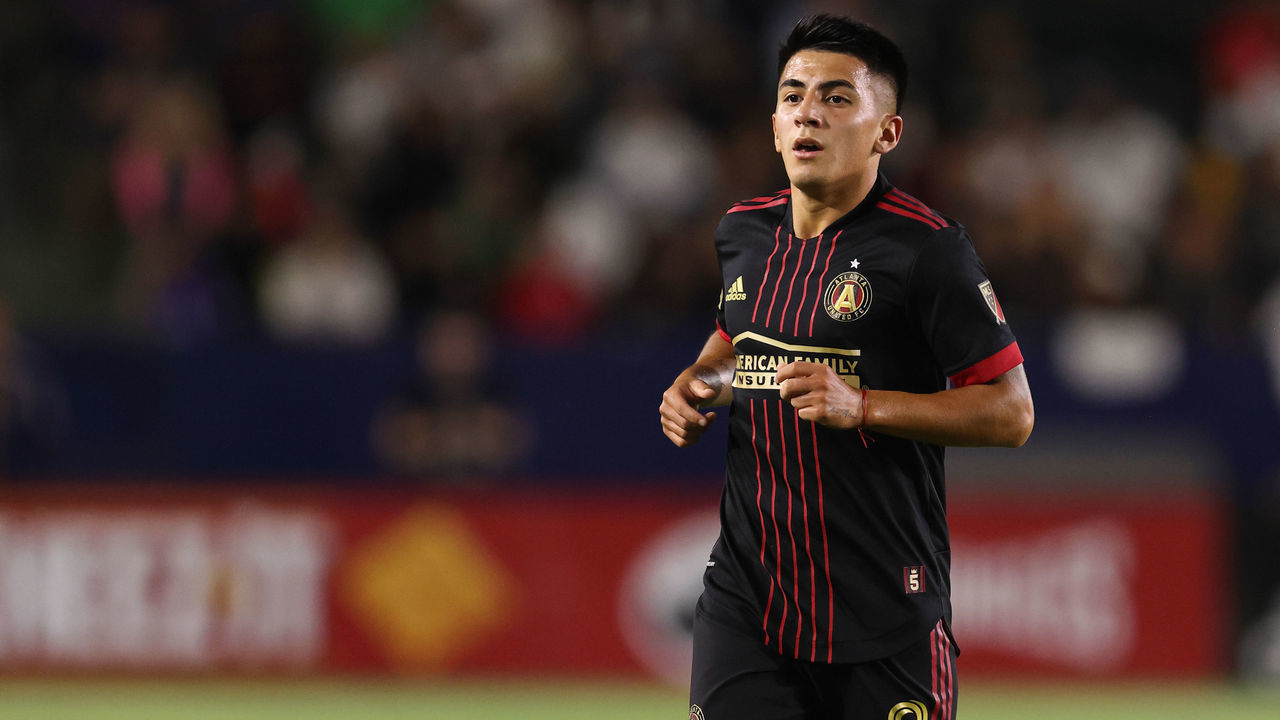 CARSON, CA - JULY 24: Thiago Almada of Atlanta United during the Major League Soccer match between Los Angeles Galaxy and Atlanta United FC at Dignity Health Sports Park on July 24, 2022 in Carson, California.