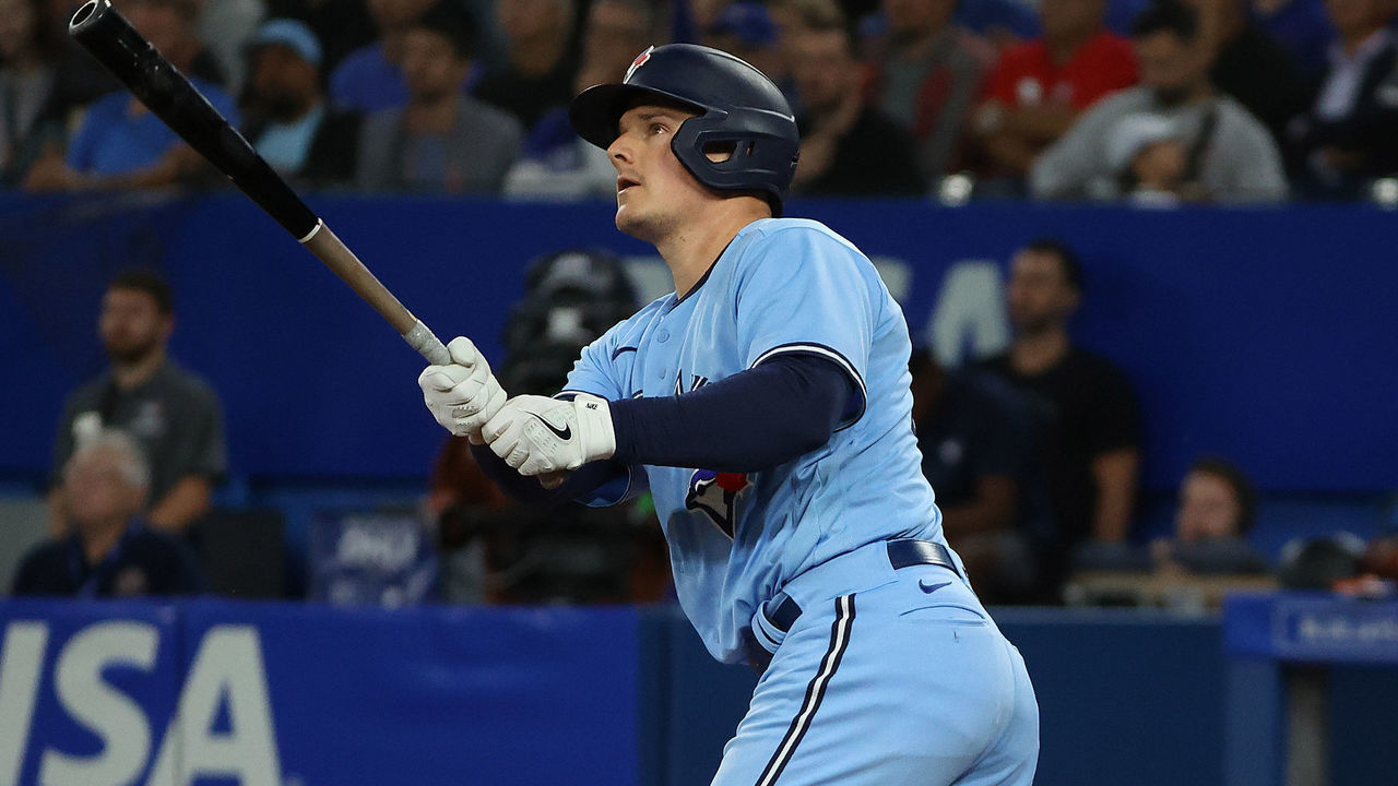 TORONTO, ON - SEPTEMBER 16 - Toronto Blue Jays third baseman Matt Chapman (26) hits a second inning home run as the Toronto Blue Jays play the Baltimore Orioles at Rogers Centre in Toronto. September 16, 2022. (Steve Russell/Toronto Star via Getty Images)