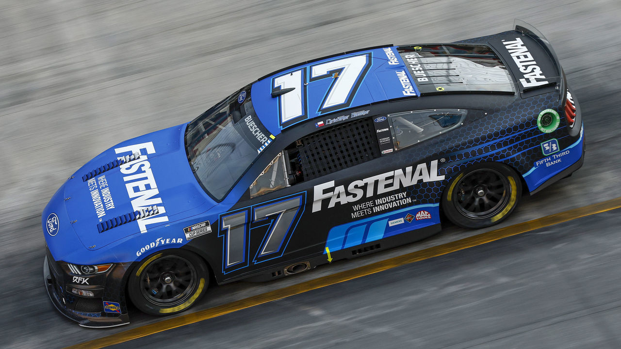 BRISTOL, TENNESSEE - SEPTEMBER 16: Chris Buescher, driver of the #17 Fastenal Ford, drives during qualifying for the NASCAR Cup Series Bass Pro Shops Night Race at Bristol Motor Speedway on September 16, 2022 in Bristol, Tennessee.