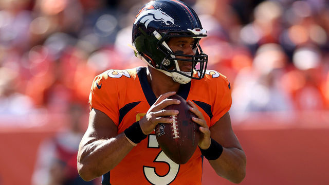 DENVER, COLORADO - SEPTEMBER 18: Russell Wilson #3 of the Denver Broncos throws the ball during the first half of the game against the Houston Texans at Empower Field At Mile High on September 18, 2022 in Denver, Colorado.